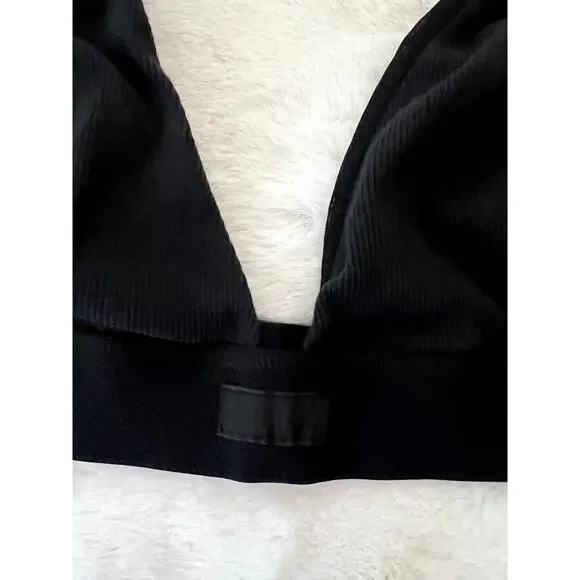 SKIMS Cotton Rib Triangle Bralette 3X Onyx Black Comfy Chic - Picture 3 of 6